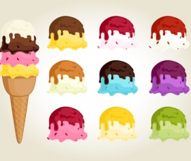 Sorts of ice cream vector illustration 04