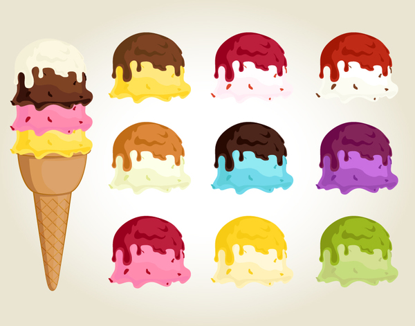 Sorts of ice cream vector illustration 04