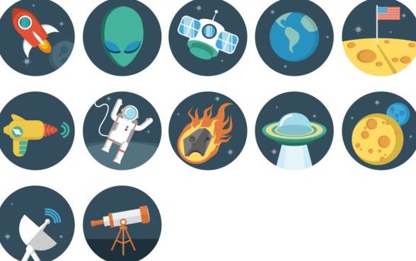Space vintage icons