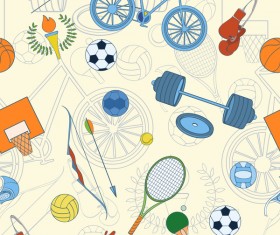 Sport elements seamless pattern vectors 01