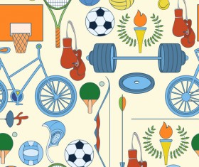 Sport elements seamless pattern vectors 02