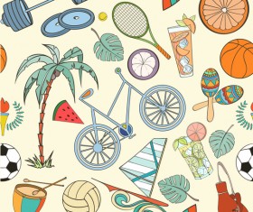 Sport elements seamless pattern vectors 04
