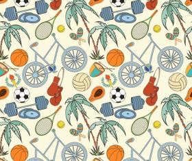 Sport elements seamless pattern vectors 07