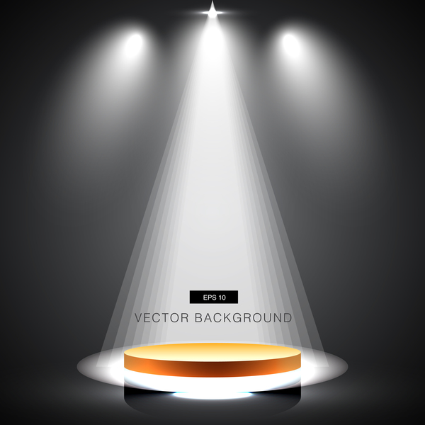 Spotlight effect background with gold podium vector 03