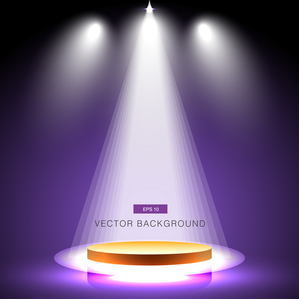 Spotlight effect background with gold podium vector 04