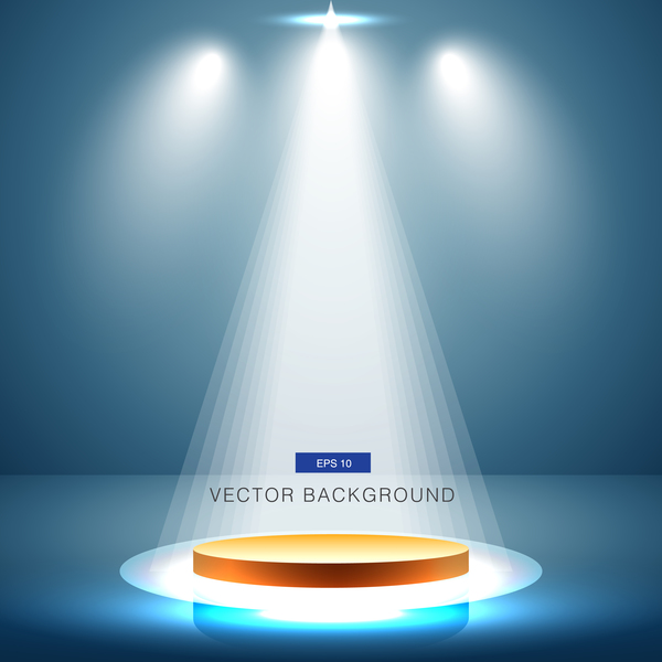 Spotlight effect background with gold podium vector 05