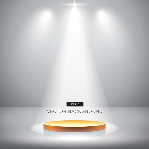 Spotlight effect background with gold podium vector 06