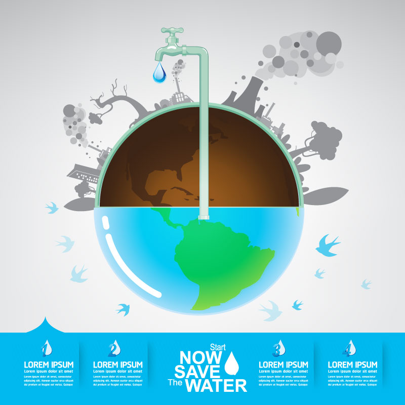 Start now save the water infographic vector 13