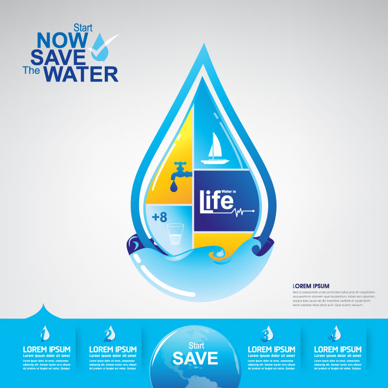 Start now save the water infographic vector 14