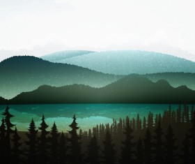 Summer forest landscape vector material 01