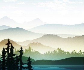 Summer forest landscape vector material 02