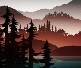 Summer forest landscape vector material 04