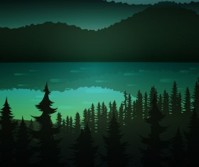 Summer forest landscape vector material 07