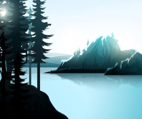 Summer forest landscape vector material 08