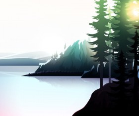 Summer forest landscape vector material 12