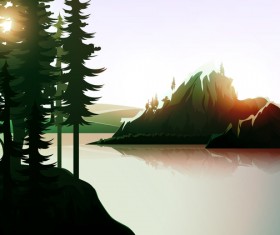 Summer forest landscape vector material 13