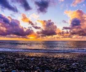 Sunset on the beach Stock Photo