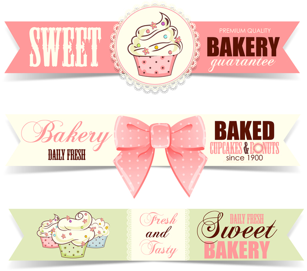 Sweet bakery badge vector banners 02