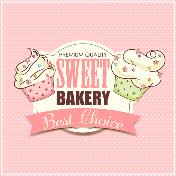 Sweet bakery labels with pink background vector