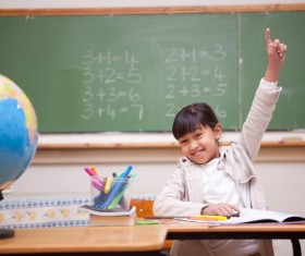 Teachers in the study of children Stock Photo