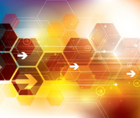 Technology elements with hexagon background vector 01
