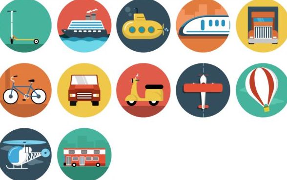 Transportation vintage icons