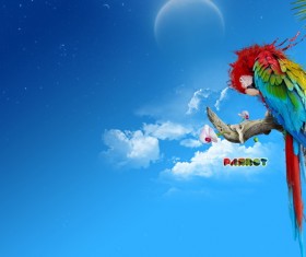 Tree parrot back HD picture