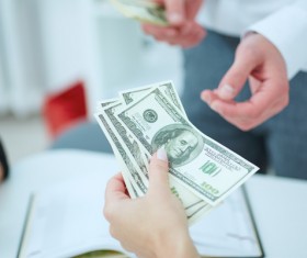 US dollar cash transactions Stock Photo