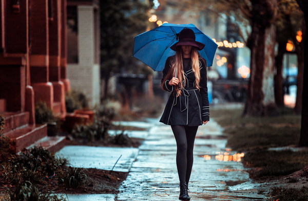 Umbrella beauty in the rain HD picture