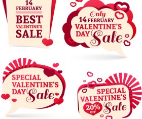 Valentine day discount labels retro vector 01