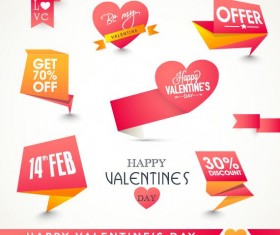 Valentine day discount labels retro vector 02