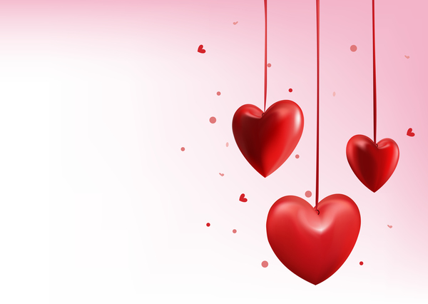 Valentine day red heart decor vector illustration