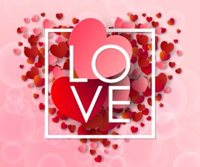 Valentine frame with red heart and pink background vector 01