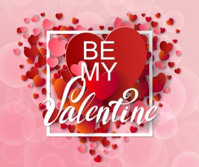 Valentine frame with red heart and pink background vector 02