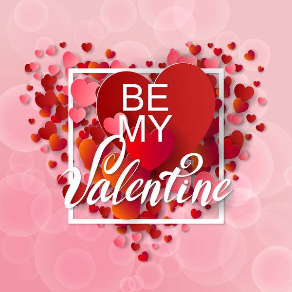 Valentine frame with red heart and pink background vector 02