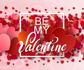Valentine frame with red heart and pink background vector 04
