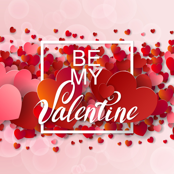 Valentine frame with red heart and pink background vector 04