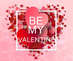 Valentine frame with red heart and pink background vector 05