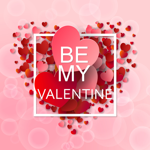 Valentine frame with red heart and pink background vector 05