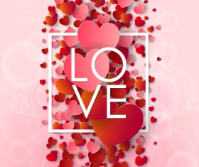 Valentine frame with red heart and pink background vector 06