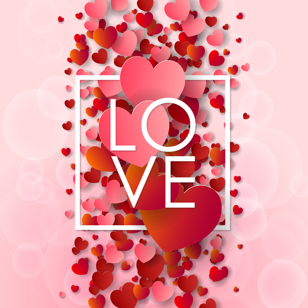 Valentine frame with red heart and pink background vector 06