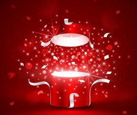Valentine gift box with red background vectors 01