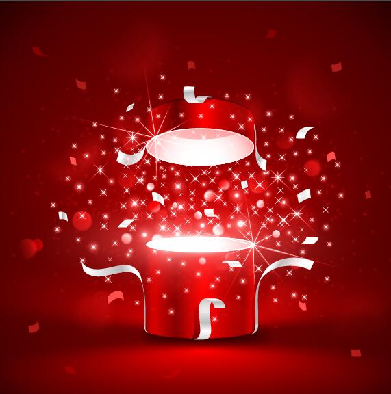 Valentine gift box with red background vectors 01
