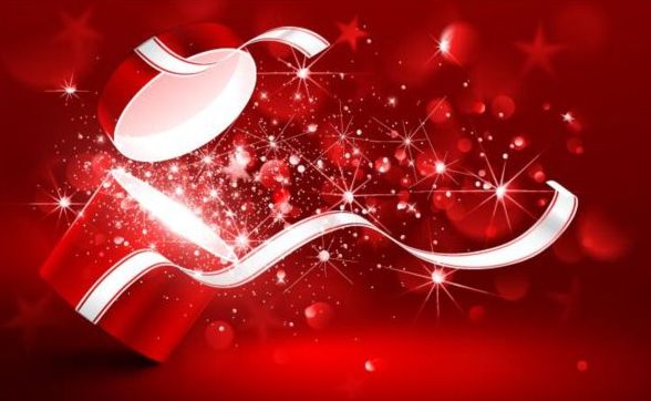 Valentine gift box with red background vectors 02