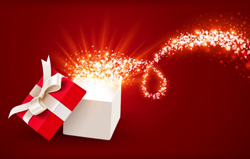 Valentine gift box with red background vectors 03 free download