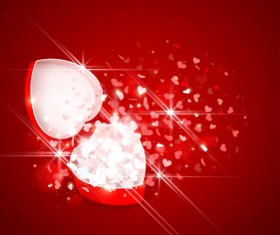 Valentine gift box with red background vectors 04