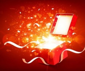 Valentine gift box with red background vectors 05