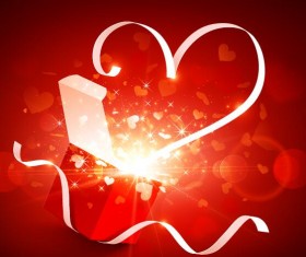 Valentine gift box with red background vectors 06