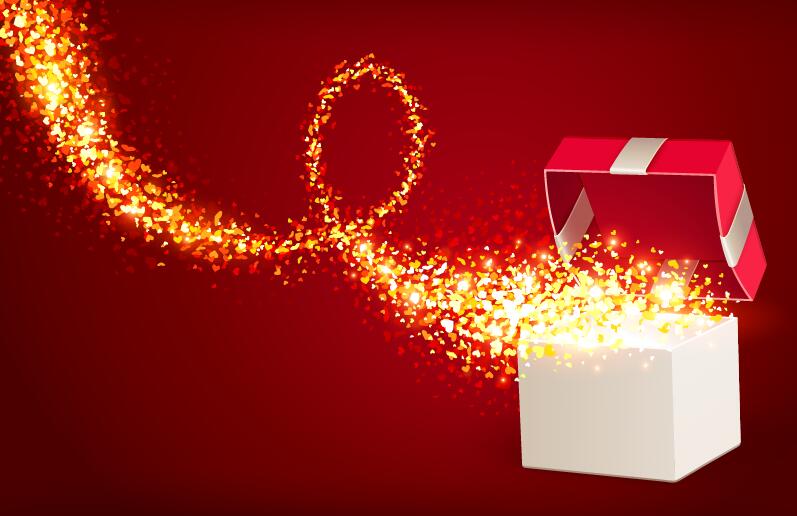 Valentine gift box with red background vectors 07