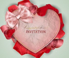 Valentine invitation card with petal vector 01
